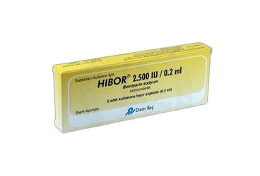 HIBOR 2500 IU/0,2 ML KULLANIMA HAZIR 10 ENJEKTOR Kullanma Talimatı - Nasıl kullanılır - Ne için kullanılır - Kullanmadan önce dikkat edilmesi gerekenler - Yan Etkileri - Fiyatı - Saklanması