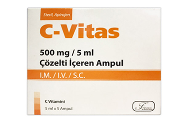C-VITAS 500 MG/5 ML COZELTI ICEREN 5 AMPUL Kullanma Talimatı - Nasıl kullanılır - Ne için kullanılır - Kullanmadan önce dikkat edilmesi gerekenler - Yan Etkileri - Fiyatı - Saklanması