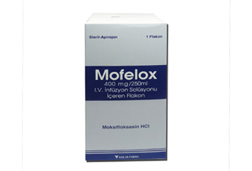 MOFELOX 400 MG/250 ML I.V. INFUZYONLUK COZELTI ( 1 ADET) MOFELOX 400 MG/250 ML I.V. INFUZYONLUK COZELTI ( 1 ADET) Kullanma Talimatı - Nasıl kullanılır - Ne için kullanılır - Kullanmadan önce dikkat edilmesi gerekenler - Yan Etkileri - Fiyatı - Saklanması