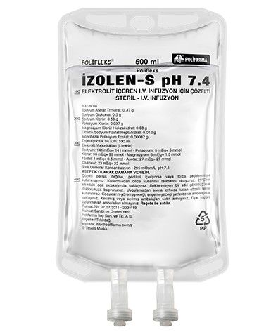 POLIFLEKS IZOLEN-S PH 7.4 ELEKTROLIT IV INFUZYON ICIN COZELTI 1000 ML SETSIZ